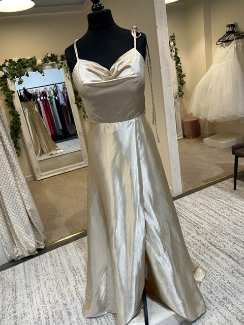 #10 Olive Green Satin Bridesmaids Dresses Custom-Made at J'Taime Bridal Swansea