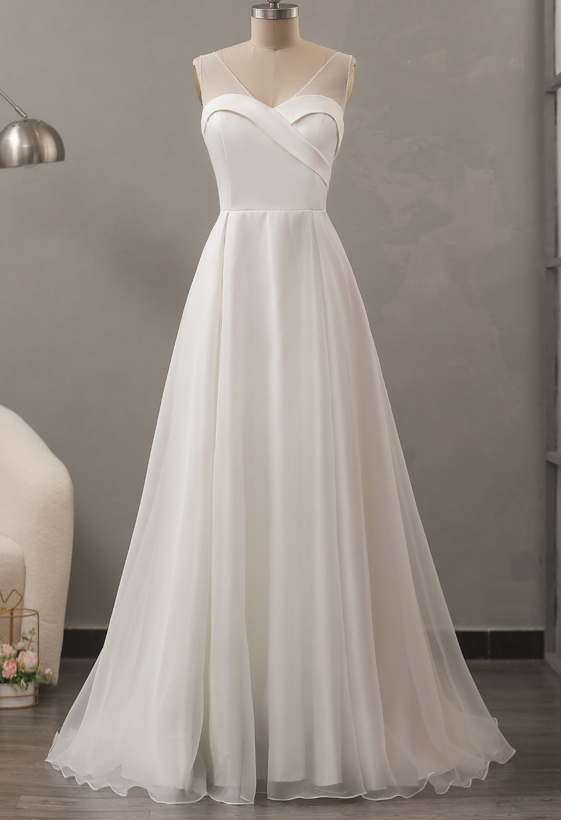 Elsa 2763 Boho Classic Soft A Line Organza Wedding Dress J