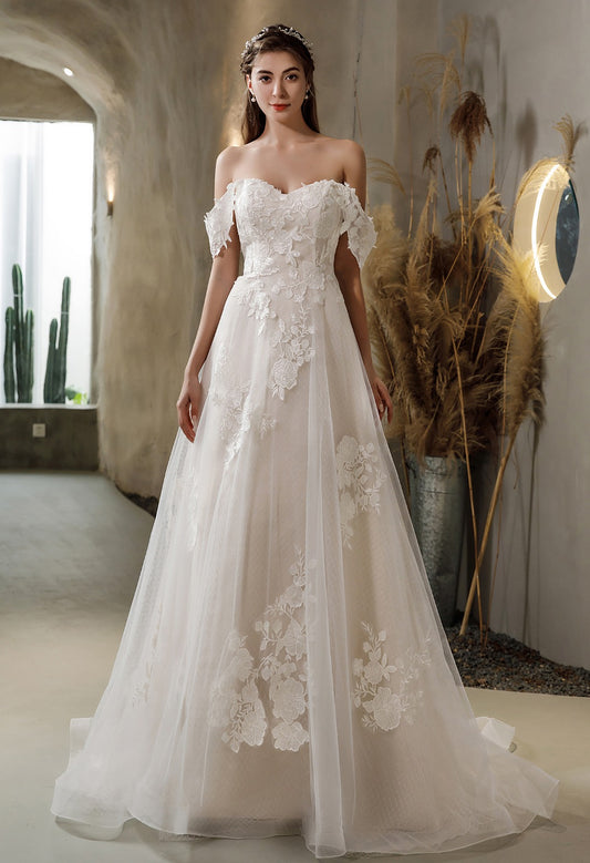 Annalise 2520: Floral Lace A-Line Wedding Dress
