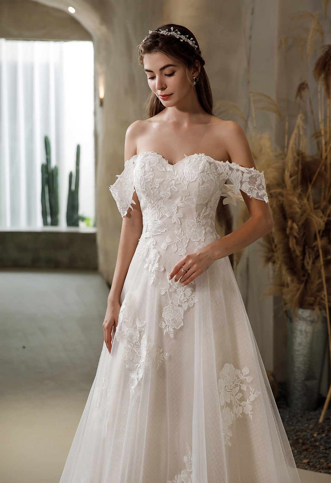 Annalise 2520: Floral Lace A-Line Wedding Dress