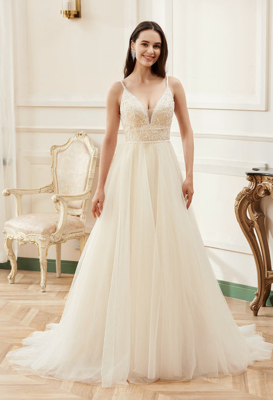 Alice 2217: Unique Boho Lace Wedding Dress