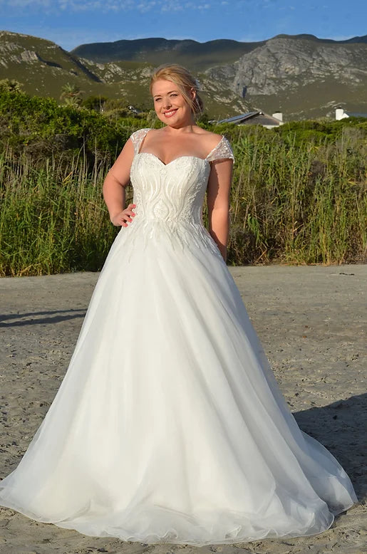 Bonnie: Soft A-Line Wedding Gown with Beaded Detailing