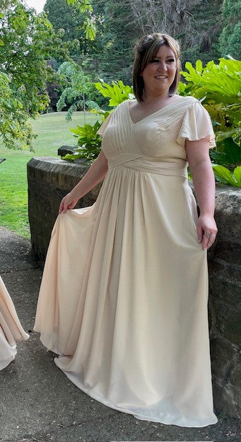 #5 C Bridesmaid Dress Flutter Cap Sleeve Chiffon