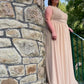 #7 M Bridesmaid Dress Lace Top No Sleeve | Illusion Back Panel Chiffon
