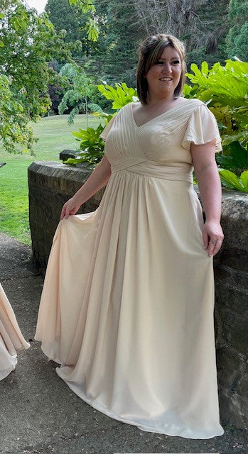 Peach bridesmaid dresses with clearance sleeves